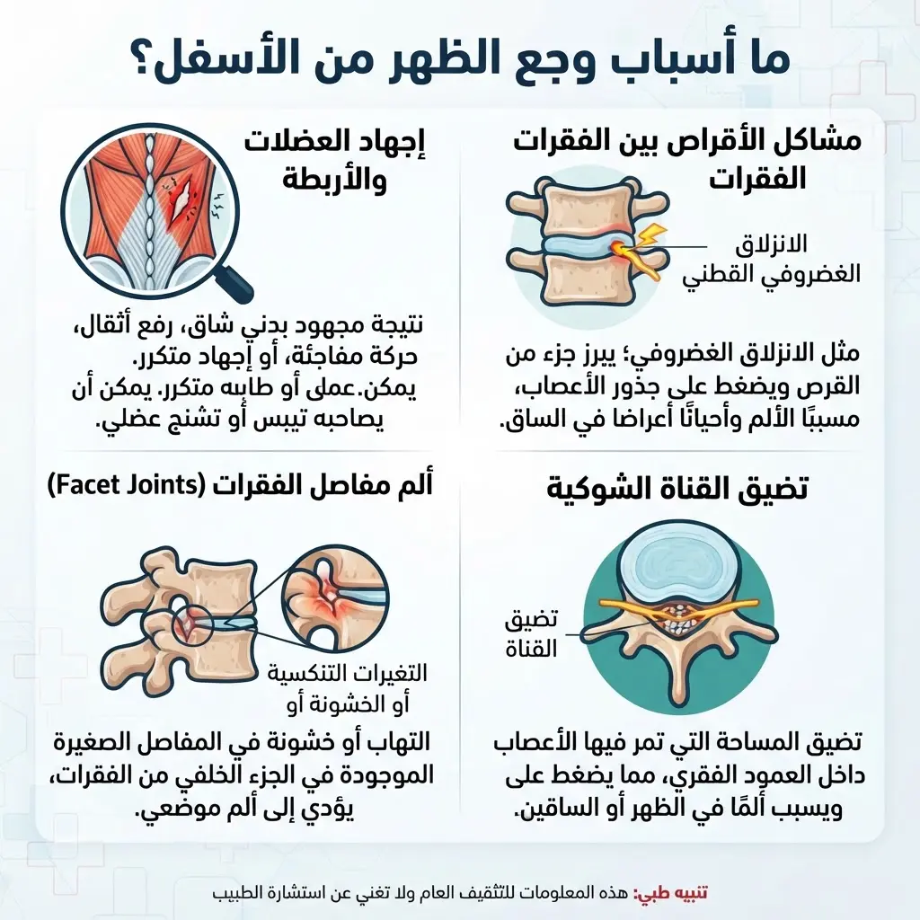 ما أسباب وجع الظهر من الأسفل؟