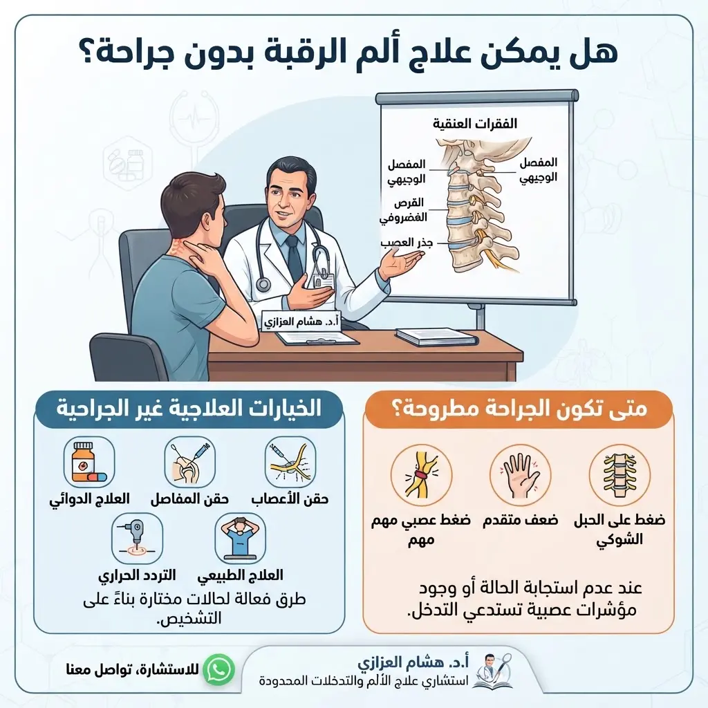 أفضل دكتور لعلاج آلام الرقبة المزمنة دون جراحة