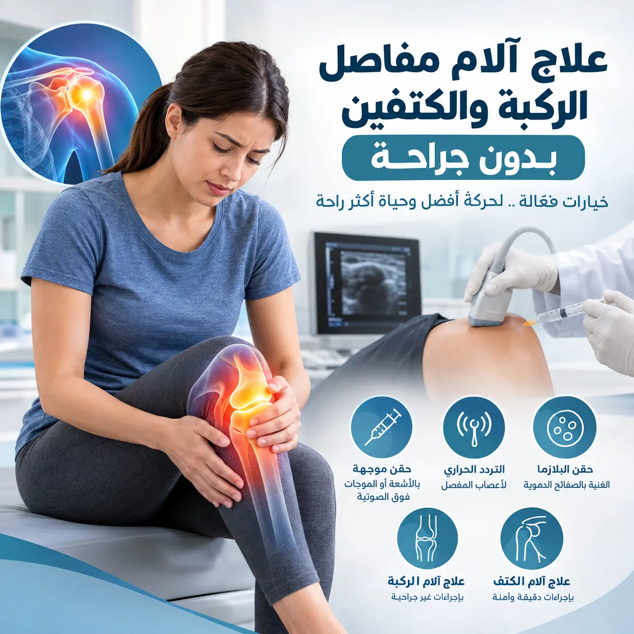 علاج آلام مفاصل الركبة والكتفين