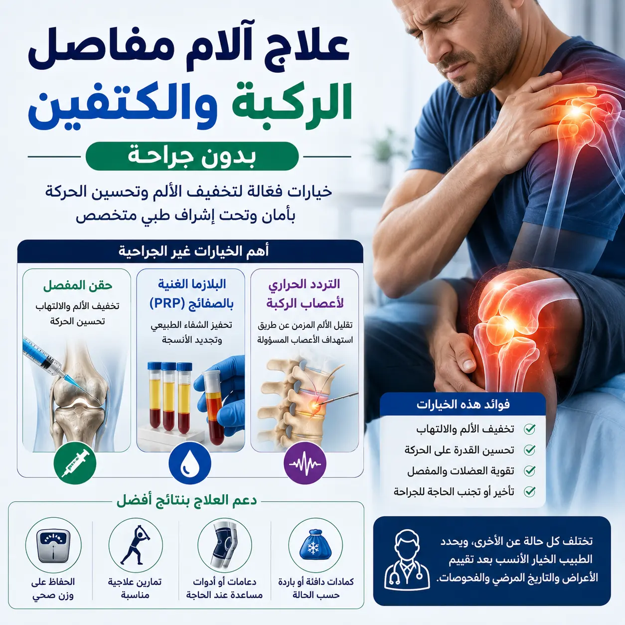 علاج الم مفاصل الركبه و الكتفين بدون جراحه