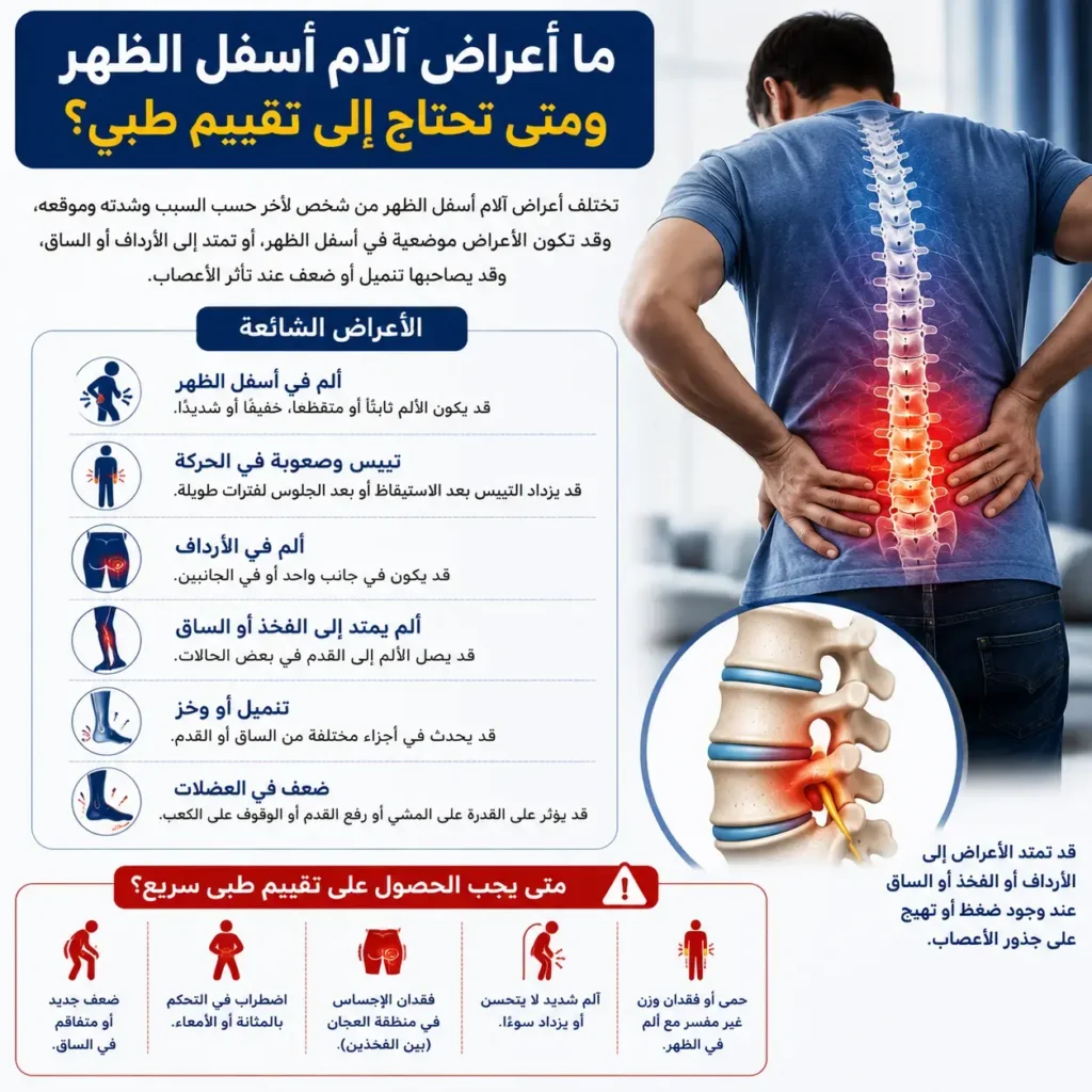 أسباب آلام أسفل الظهر عند الجلوس أو الحركة
