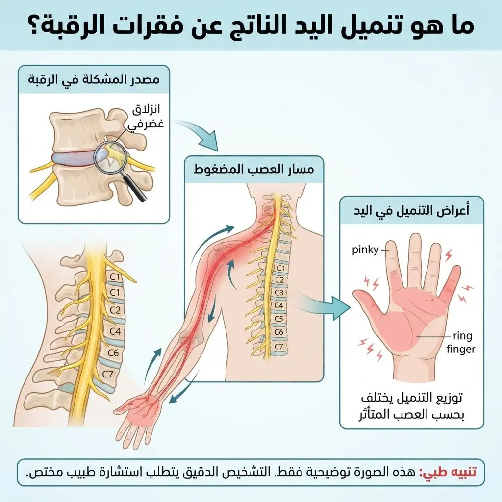 تنميل اليد بسبب انزلاق غضروفي في الرقبة
