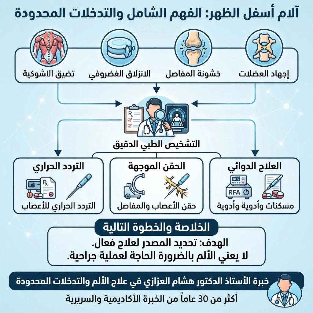 آلام أسفل الظهر مع تنميل الساق: الأسباب والعلاج