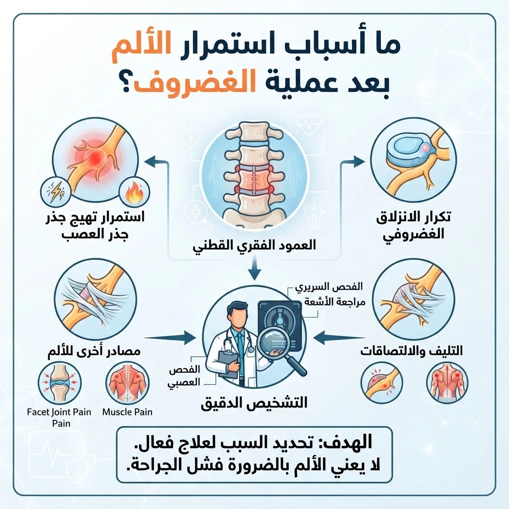أسباب آلام الظهر أو الرقبة بعد جراحة الغضروف