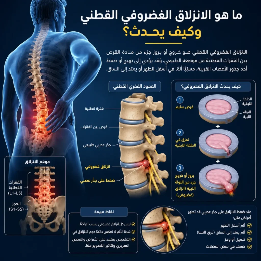 أعراض الانزلاق الغضروفي القطني وأهم علاماته