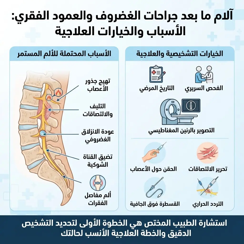 تشخيص آلام ما بعد جراحات الغضروف والعمود الفقري وتحديد مصدر الألم