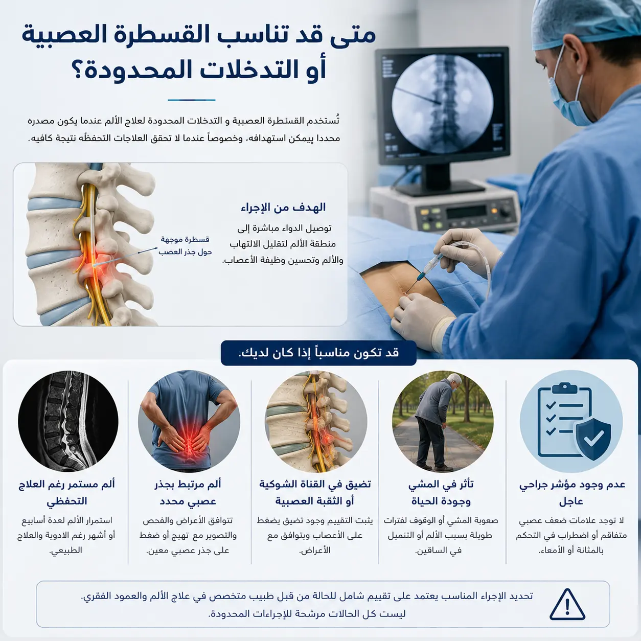 متى قد تناسب القسطرة العصبية أو التدخلات المحدودة؟