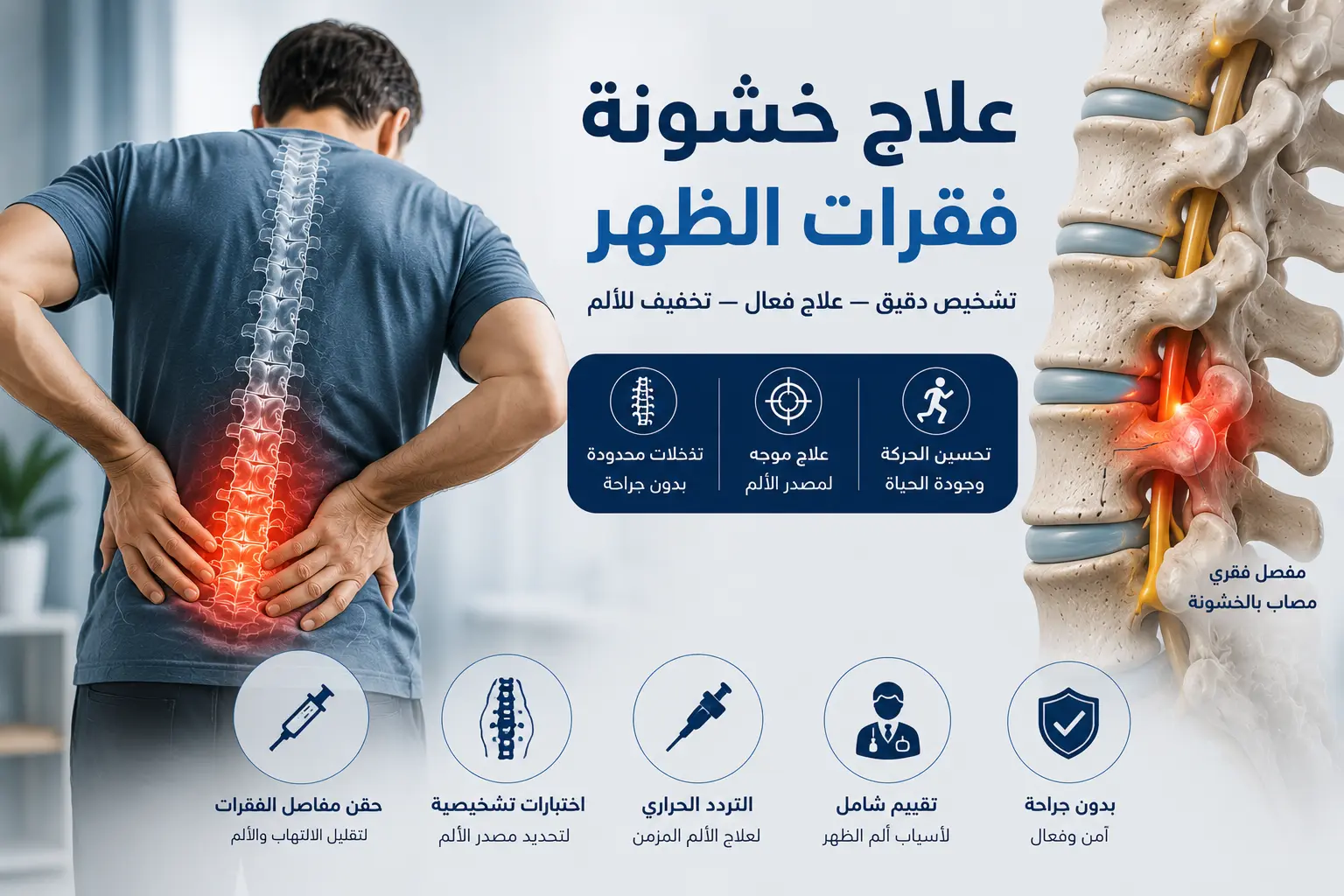 علاج خشونة فقرات الظهر بدون جراحة