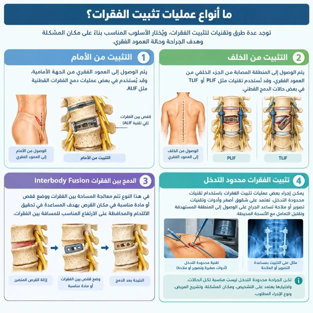أنواع عمليات تثبيت الفقرات