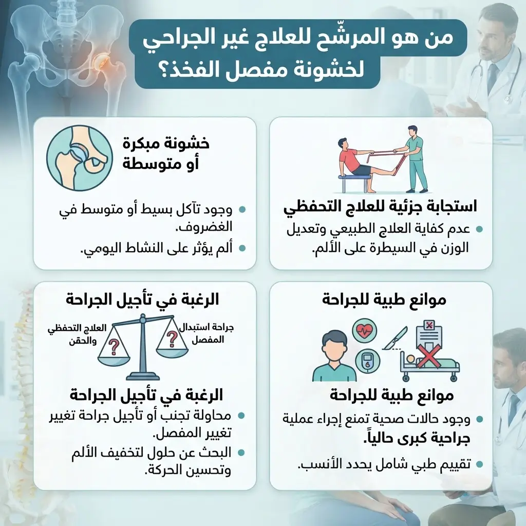علاج آلام وخشونة مفصل الفخذ بدون جراحة