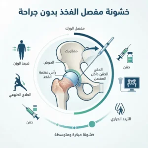 علاج خشونة مفصل الفخذ بدون جراحة