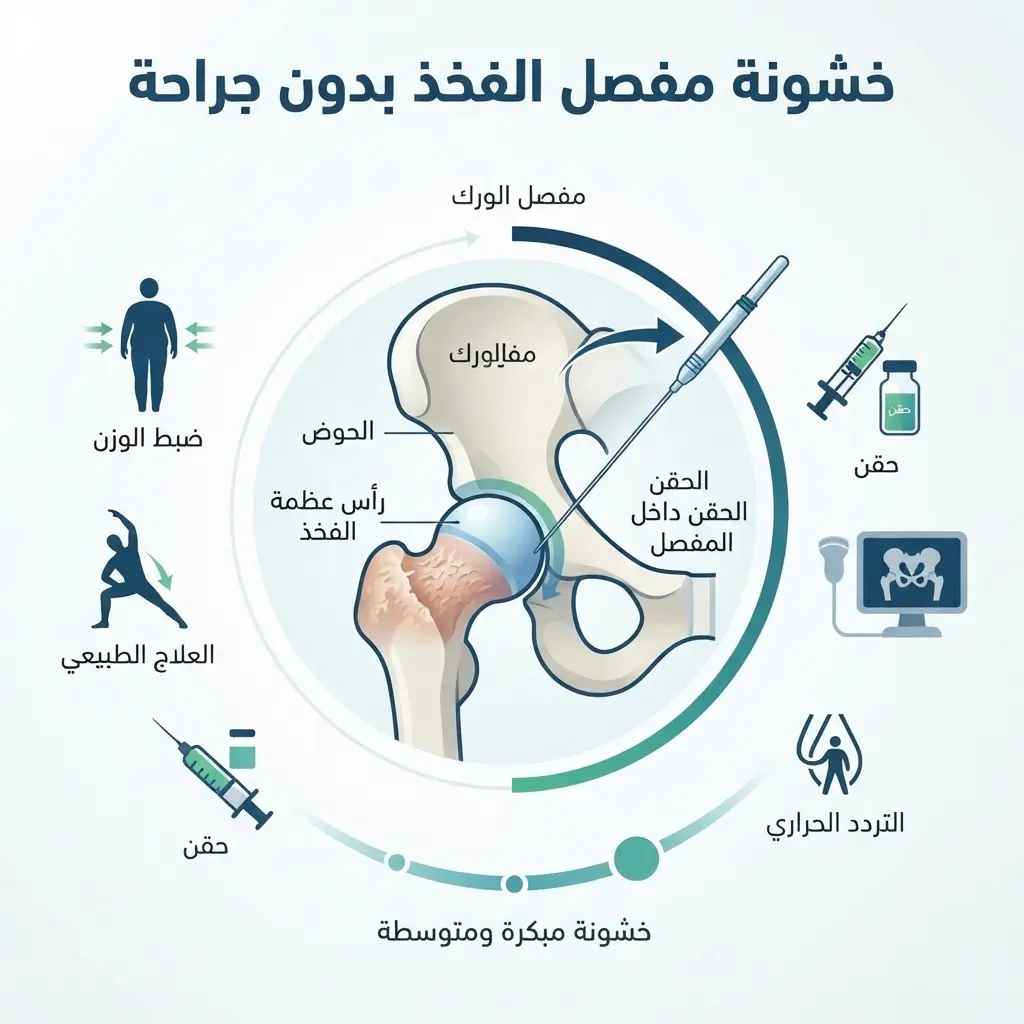 علاج خشونة مفصل الفخذ بدون جراحة
